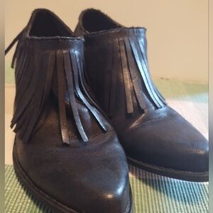 Black Fringe Ankle Boots